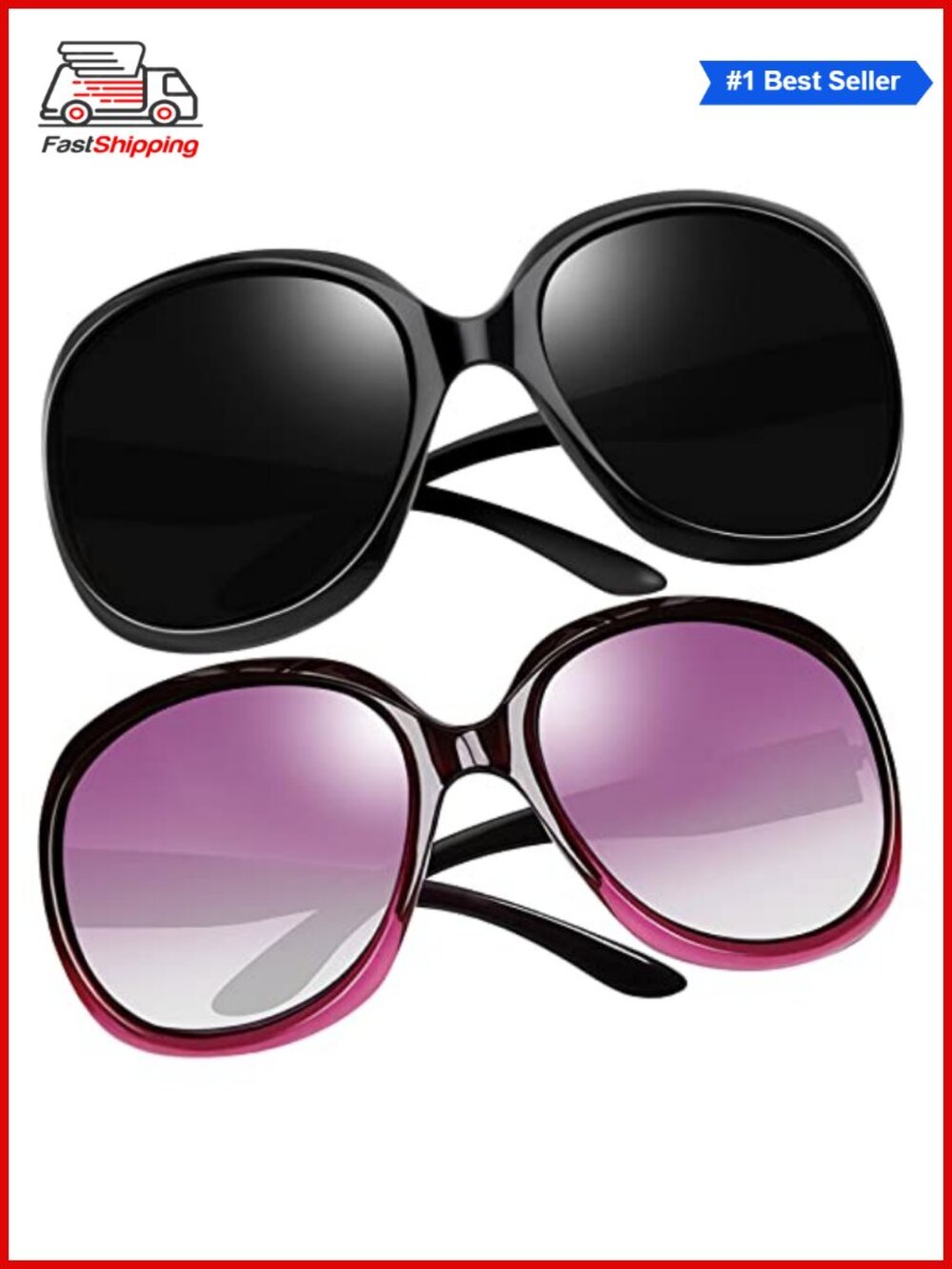 Oversized Polarized Sunglasses UV400 Butterfly Large Frame Driving Sun Glasses